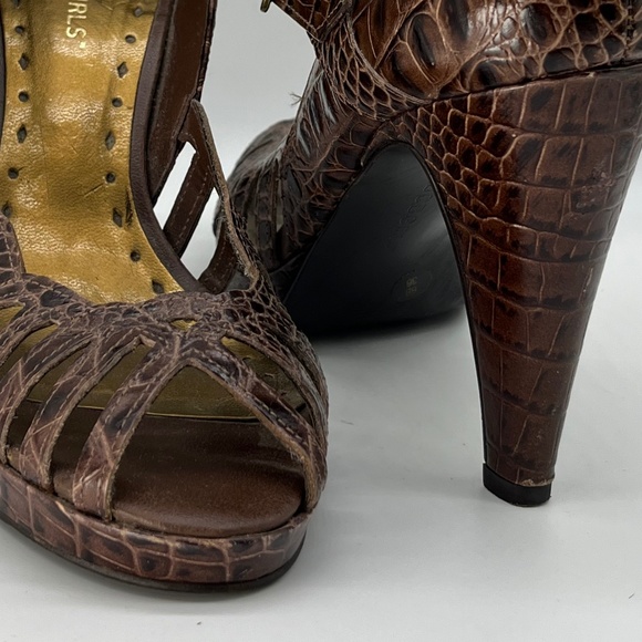 BCB GIRLS Brown Leather, Snake Print High Heels  6M - Picture 6 of 9